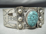 Intense Spiderweb Turquoise Vintage Native American Navajo Sterling Silver Bracelet-Nativo Arts