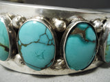Very Unique Vintage Native American Navajo Graduating Width Turquoise Sterling Silver Bracelet-Nativo Arts