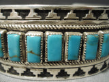 Museum Native American Navajo Squared Turquoise Sterling Silver Geomtric Bracelet-Nativo Arts