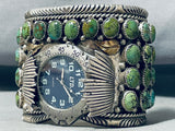 The Best Vintage Native American Navajo Green Spiderweb Turquoise Sterling Silver Watch Bracelet-Nativo Arts