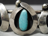 Stunning Vintage Native American Navajo Turquoise Sterling Silver Shadow Bracelet Old-Nativo Arts