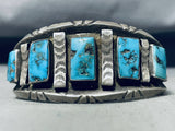 Exceptional Vintage Native American Navajo Morenci Turquoise Sterling Silver Bracelet Signed-Nativo Arts
