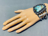 Unique Chainlink Vintage Native American Navajo Boulder Turquoise Sterling Silver Bracelet-Nativo Arts