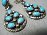 Authentic Vintage Native American Navajo Domed Turquoise Sterling Silver Earrings-Nativo Arts