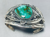 Important Damale Turquoise Vintage Native American Navajo Sterling Silver Bracelet Old-Nativo Arts