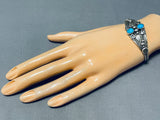 Outstanding Vintage Native American Navajo Blue Gem Turquoise Sterling Silver Bracelet Signed-Nativo Arts