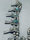 Rare Bisbee Turquoise Vintage Native American Navajo Sterling Silver Squash Blossom Necklace-Nativo Arts