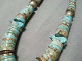 Native American One Of The Largest Santo Domingo Fetish Sterling Silver Turquoise Necklace-Nativo Arts