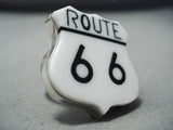 Spectacular Navajo Jet Sterling Silver Rt. 66 Ring Native American-Nativo Arts