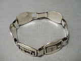 Marvelous Vintage Native American Navajo Hand Tooled Rare Sterling Silver Link Bracelet-Nativo Arts