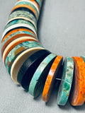 237 Gram Rare Santo Domingo Graduating Turquoise Disc Sterling Silver Necklace-Nativo Arts