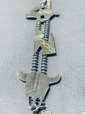 Animal Fetish Vintage Native American Navajo Sterling Silver Squash Blossom Necklace-Nativo Arts
