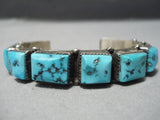 Superior Vintage Native American Navajo Segment Turquoise Sterling Silver Bracelet Old-Nativo Arts