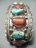 Very Rare 1970's Eddie Tsosie Coral Vintage Native American Navajo Sterling Silver Bracelet-Nativo Arts
