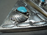Native American Detailed Vintage Navajo Turquoise Sterling Silver Collar Protectors-Nativo Arts