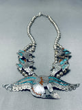 One Of The Best Vintage Native American Navajo Choker Turquoise Inlay Sterling Silver Necklace-Nativo Arts