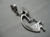 Incredible Vintage Navajo Sterling Silver Kokopelli Pendant Old Native American-Nativo Arts