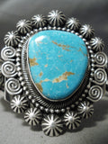 Fantastic Vintage Native American Navajo Old Kingman Turquoise Sterling Silver Bracelet-Nativo Arts