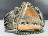One Of The Best Vintage Native American Navajo Petrified Wood Sterling Silver Bracelet-Nativo Arts