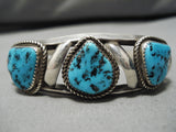 Amazing Vintage Native American Navajo Old Kingman Turquoise Sterling Silver Bracelet-Nativo Arts