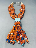 Native American One Of The Most Unique Vintage Santo Domingo Turquoise Inlay Necklace-Nativo Arts