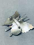 Unforgettable Vintage Native American Navajo Kingman Turquoise Sterling Silver Pin Signed-Nativo Arts
