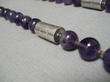Native American One Of The Best Vintage Santo Domingo Amethyst Sterling Silver Tubule Necklace-Nativo Arts