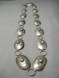 Amazing Vintage Native American Navajo Hand Hammered Sterling Silver Turquoise Concho Belt-Nativo Arts