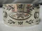 Early 1900's Hand Wrought Vintage Native American Navajo Sterling Silver Bracelet Old-Nativo Arts