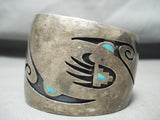 Important Vintage Native American Navajo Overlay Turquoise Sterling Silver Bracelet-Nativo Arts