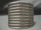 Native American Towering Huge Hand Wrought Sterling Silver Bracelet Old-Nativo Arts