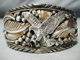 Extreme Detailed Vintage Native American Navajo Flying Eagle Sterling Silver Bracelet-Nativo Arts