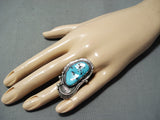 Rare Vintage Native American Navajo Sleeping Beauty Turquoise Sterling Silver Ring-Nativo Arts