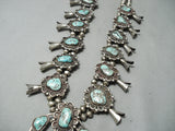 Women's Vintage Native American Navajo Morenci Turquoise Sterling Silver Squash Blossom Necklace-Nativo Arts