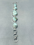 Gorgeous Native American Navajo Green Turquoise Sterling Silver Link Bracelet-Nativo Arts