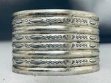 8 Rail Vintage Native American Navajo Hand Tooled Sterling Silver Bracelet Old-Nativo Arts