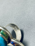 Freddy Platero Wow Huge Vintage Native American Navajo Heart Turquoise Sterling Silver Ring-Nativo Arts