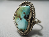 Intense Vintage Native American Navajo Royston Turquoise Sterling Silver Ring Old-Nativo Arts