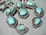 High Grade Turquoise Vintage Native American Navajo Sterling Silver Squash Blossom Necklace-Nativo Arts