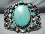 Very Rare Massive Vintage Native American Navajo Cerrillos Turquoise Sterling Silver Bracelet-Nativo Arts