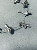 Heavy 104 Gram Vintage Native American Navajo All Sterling Silver Animal Bird Fetish Necklace-Nativo Arts