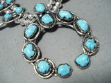 Signed Native American Navajo Turquoise Sterling Silver Squash Blossom Necklace-Nativo Arts