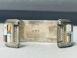 6-1/2' Wrist Vintage Native American Zuni Pueblo Turquoise Inlay Sterling Silver Bracelet-Nativo Arts