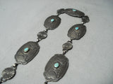 1930's Vintage Native American Navajo Royston Turquoise Sterling Silver Concho Belt Old-Nativo Arts
