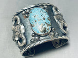 Remarkable San Felipe Pilot Mountain Turquoise Sterling Silver Huge Bracelet-Nativo Arts
