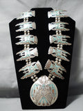 One Of Best Vintage Native American Navajo Turquoise Sterling Silver Squash Blossom Necklace-Nativo Arts