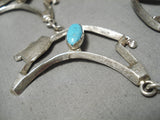 Important Native American Navajo Turquoise Betsoi Family Sterling Silver Necklace-Nativo Arts