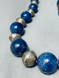 282 Grams Best Vintage Native American Navajo Lapis Sterling Silver Ball Necklace-Nativo Arts
