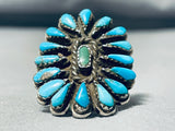 Enormous Vintage Native American Zuni Turquoise Cluster Sterling Silver Ring-Nativo Arts
