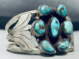 Signed Morenci Turquoise Vintage Native American Navajo Turquoise Sterling Silver Bracelet-Nativo Arts